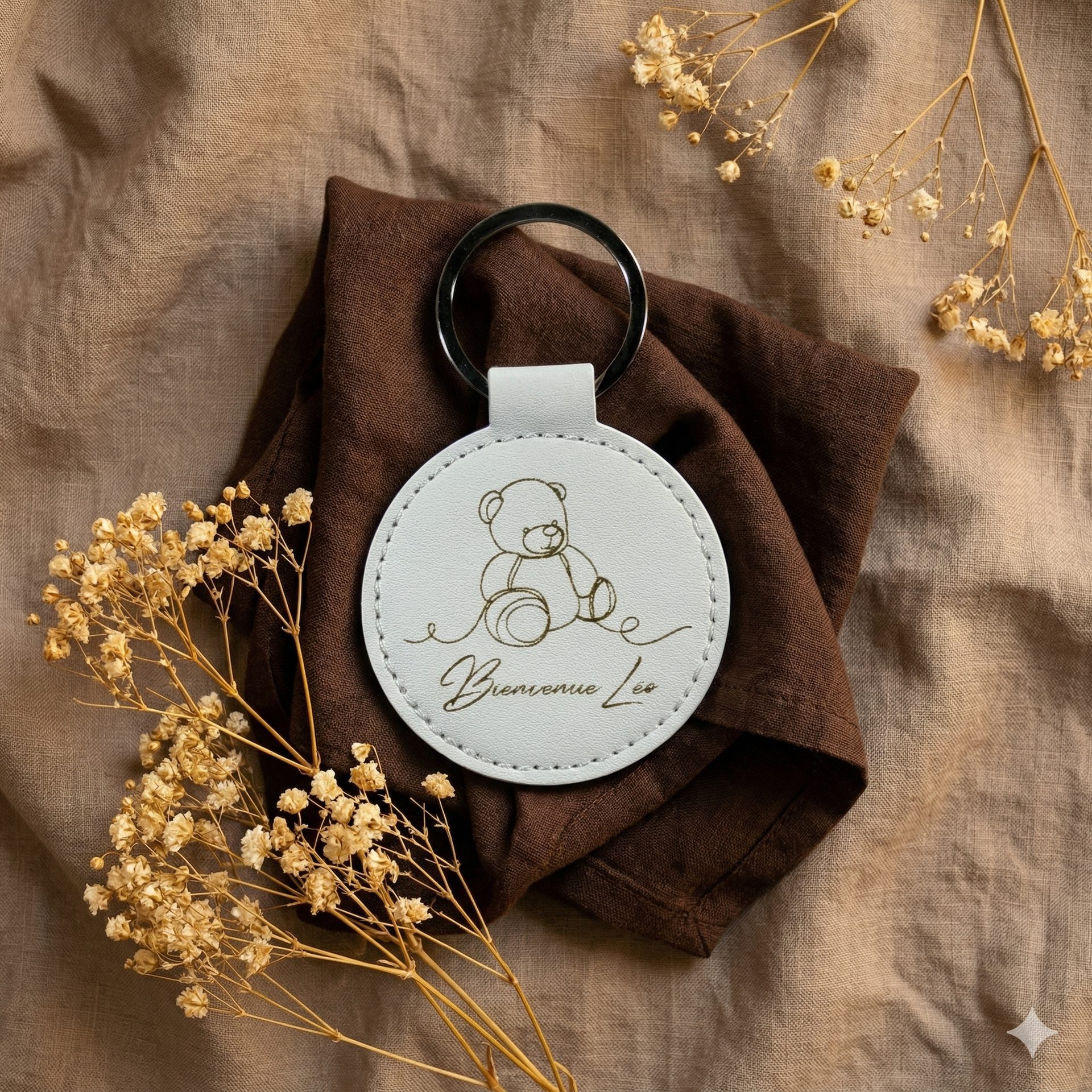 Porte-clés cuir blanc